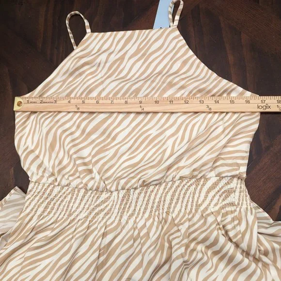 Zebra Stripe Square Neck Midi Flare Dress - Picture 9 of 10